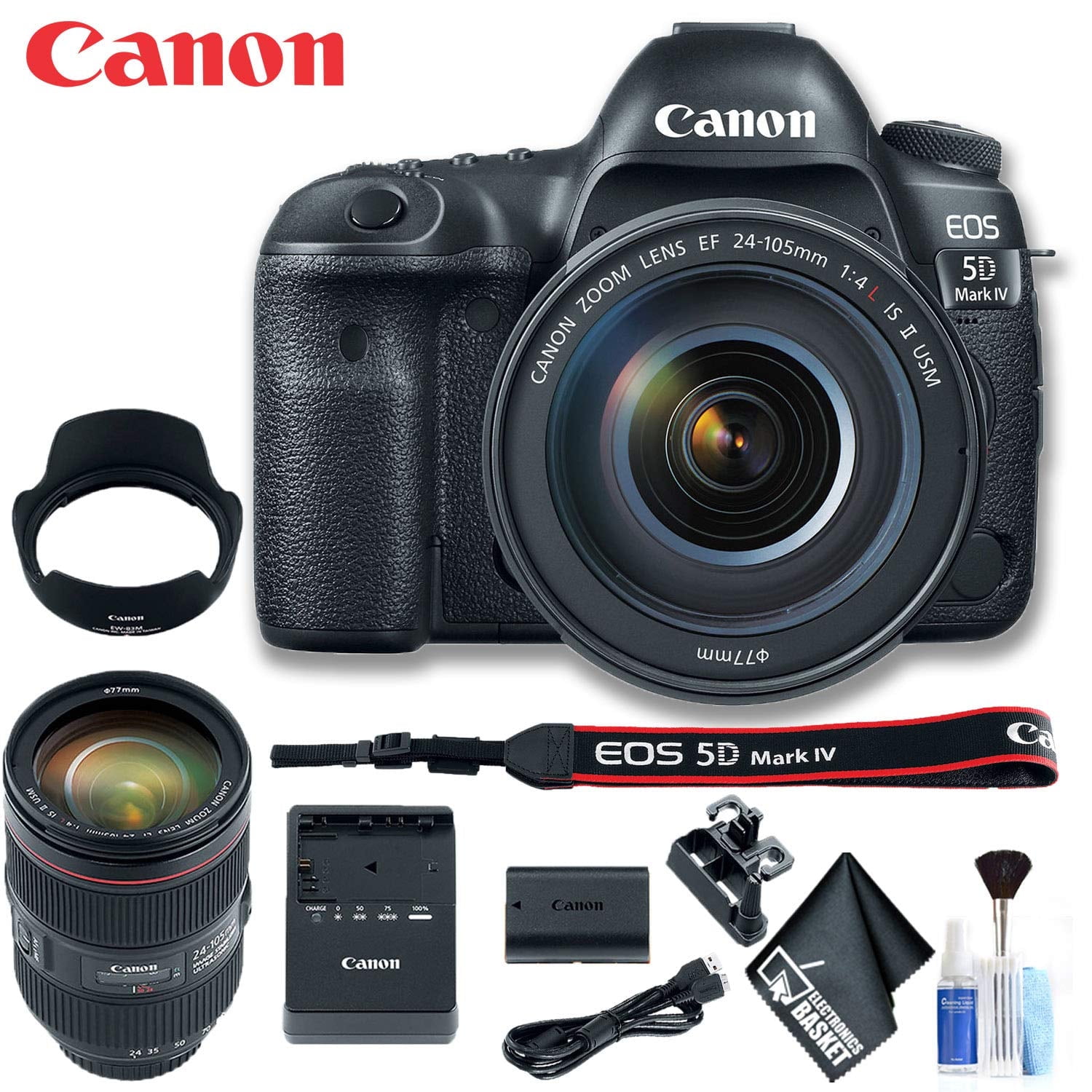 Canon EOS 5D Mark IV DSLR Camera with 24-105mm F/4L II Lens (Intl Model) Basic Bundle(International Model)