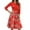 Vermilion, variant on WTOBBY Women's Stylish Floral Print Waistband Round Neck 3/4 Sleeve Dress, Flowy Midi Sundress with Casual Elegance for Summer,Black L