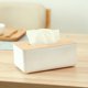 thumbnail image 3 of Caja de pañuelos rectangular, caja de pañuelos de bambú, caja de toallitas de maquillaje, caja de pañuelos simple para cocina, sala de estar, baño (blanco 23 x 13 x 10 cm), 3 of 3