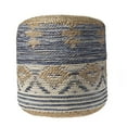 thumbnail image 1 of LR Resources POUFS99756NNV1616 Geometric Jute Pouf, Natural, Navy & Gray, 1 of 1