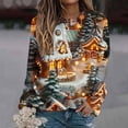 thumbnail image 2 of asdoklhq Christmas Oversized Sweaters for Women Christmas Printed Loose Casual Long Sleeve Round Neck Hoodless Straight Shoulder Sweater Coffee 4X, 2 of 5