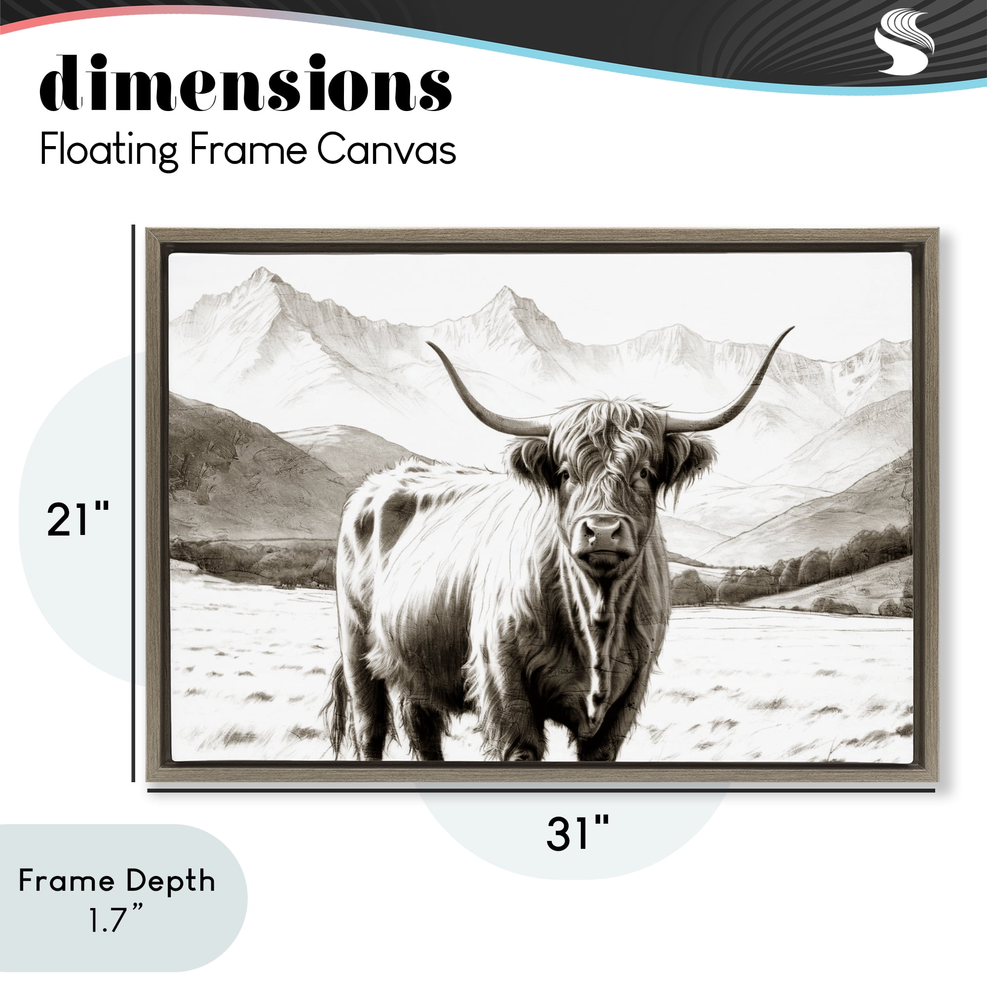 Stupell Industries Highland Sepia Sketch Brown Framed Floater Canvas Wall Art, design by Kim Allen