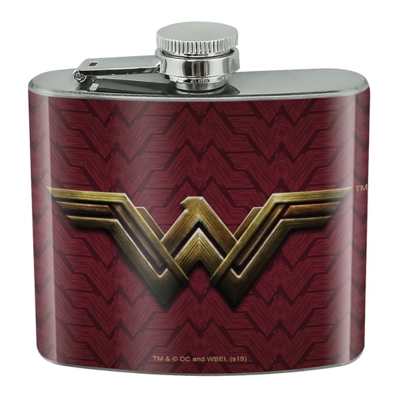 Justice League Movie Wonder Woman Logo Stainless Steel 5oz Hip Drink Kidney Flask