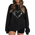 thumbnail image 1 of Gibobby Sudadera con forro polar Mujer Camisa deportiva informal de manga larga para mujer, cuello redondo, estampado de patrón de corazón, holgada, a la moda y (Negro, XXL), 1 of 3
