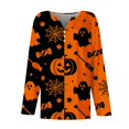 thumbnail image 5 of MVRLSH Womens Tops Blouse Casual Multi Style Graphic Printed Long Short Sleeve V Neck Daily Wear Loose Fit Blouses Orange - L, 5 of 5