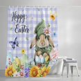 thumbnail image 4 of Easter Rabbits Shower Curtain Set, Waterproof Shower Curtains for Bathroom, Watercolor Eggs Flowers Butterflies Purple Plaid Washable Fabric Bath Curtain for Bathtub with Hooks 72x78 Inches, 4 of 9