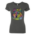 thumbnail image 3 of Colorful Majestic Neon Atric Wolf | Dean Russo Art Animal Lover Womens Slim Fit Junior Tee, Dark Grey, 2XL, 3 of 5