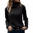 thumbnail image 3 of Fall/Winter 2025 New Women'S Solid Color High Neck Knitted Sweater Vintage Long Sleeve Pullover, 3 of 26