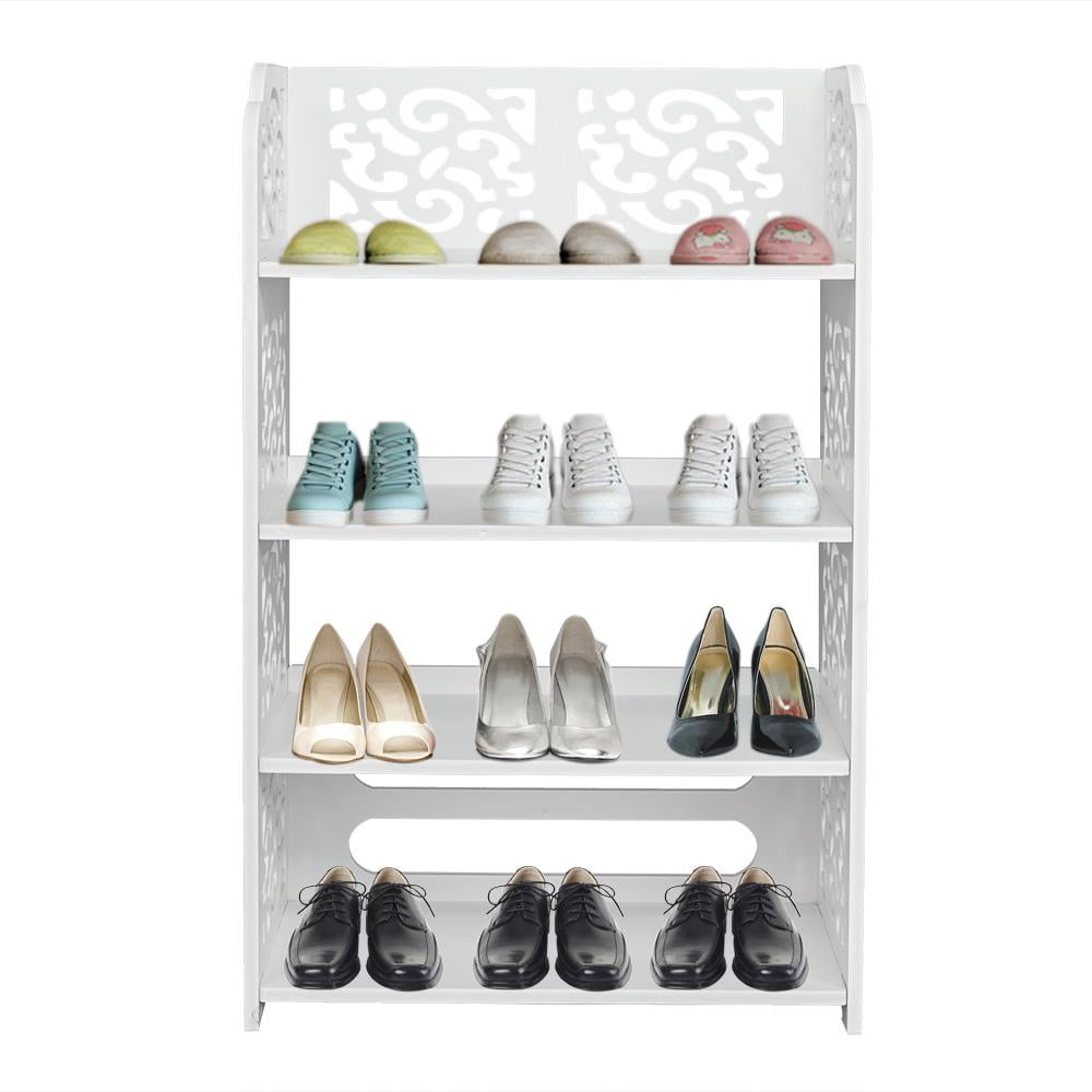 Winado 4-Tier Waterproof Shoe Rack, Wood and Plastic, White