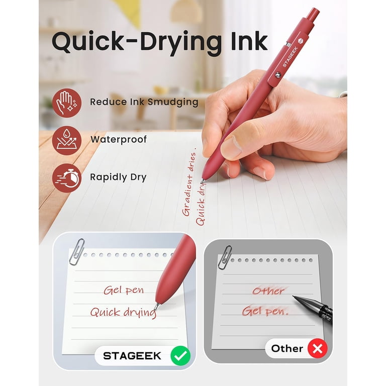 STAGEEK Red Gel Pens, 6 Pack with 3 Refills photo 3