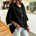 thumbnail image 6 of WULMLEO Womens Hoodies Fall Winter Drawstring Hooded 3/4 Sleeve Oversized Pullover Casual Trendy Work Sweatshirts Loose Fit Cozy Hoodie Black M, 6 of 7