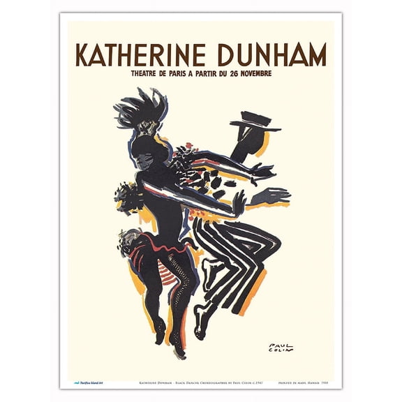 Katherine Dunham - Black Dancer Choreographer - Vintage Dance Poster by Paul Colin c.1947 - Master Art Print (Unframed) 9in x 12in