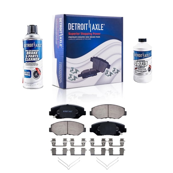 Detroit Axle - 4pc Front Brake Pads for Honda Accord Civic CR-V CR-Z Element Pilot Fit Acura ILX , Ceramic Brake Pads w/ Hardware Replacement