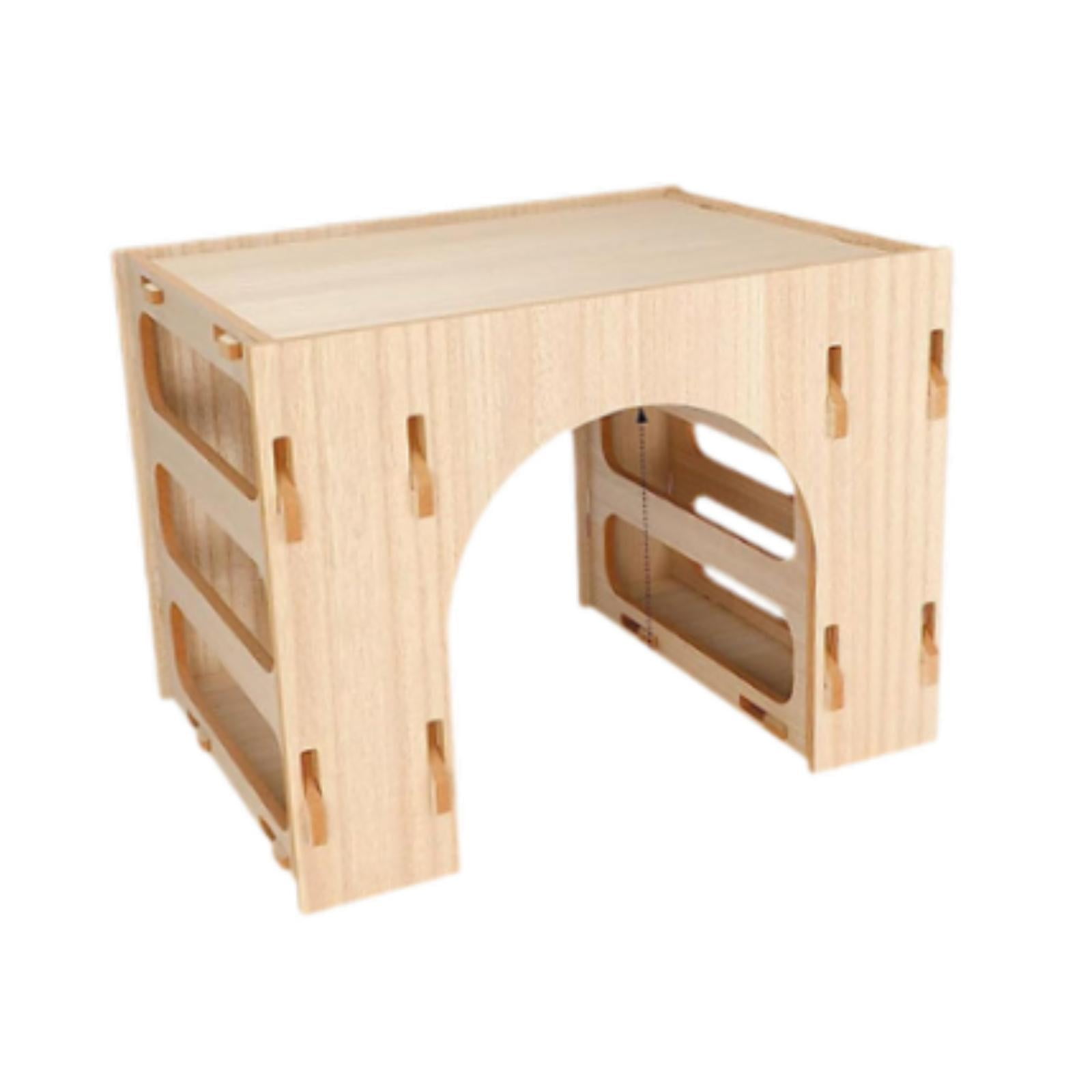 Bothyi Wooden Bunny Hay Feeder Hamsters Playhouse Interactive Enrichment Toy Food Feeding Manger Hay Holder Feeder for Gerbil