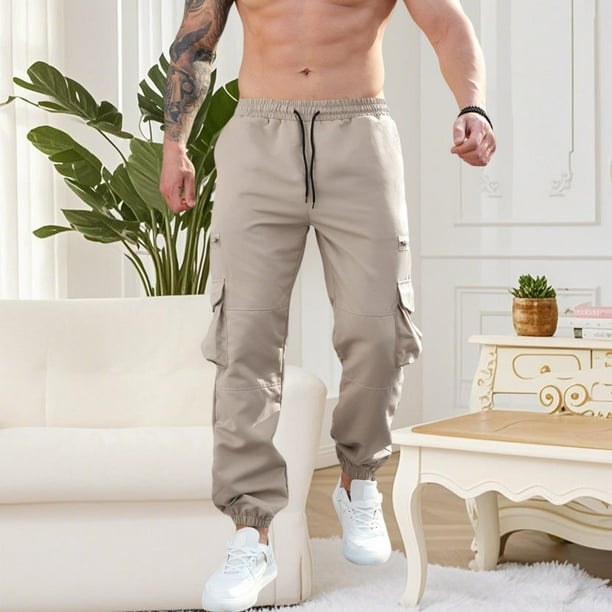 Ceisia Men's Slim Jogger Minimalist Gift Casual Sports Pants Soft Elastic Leather Label Decor Multi-Color