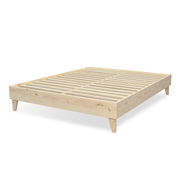 eLuxury 100 North American Pine Wood Platform Bed Frame ToolFree