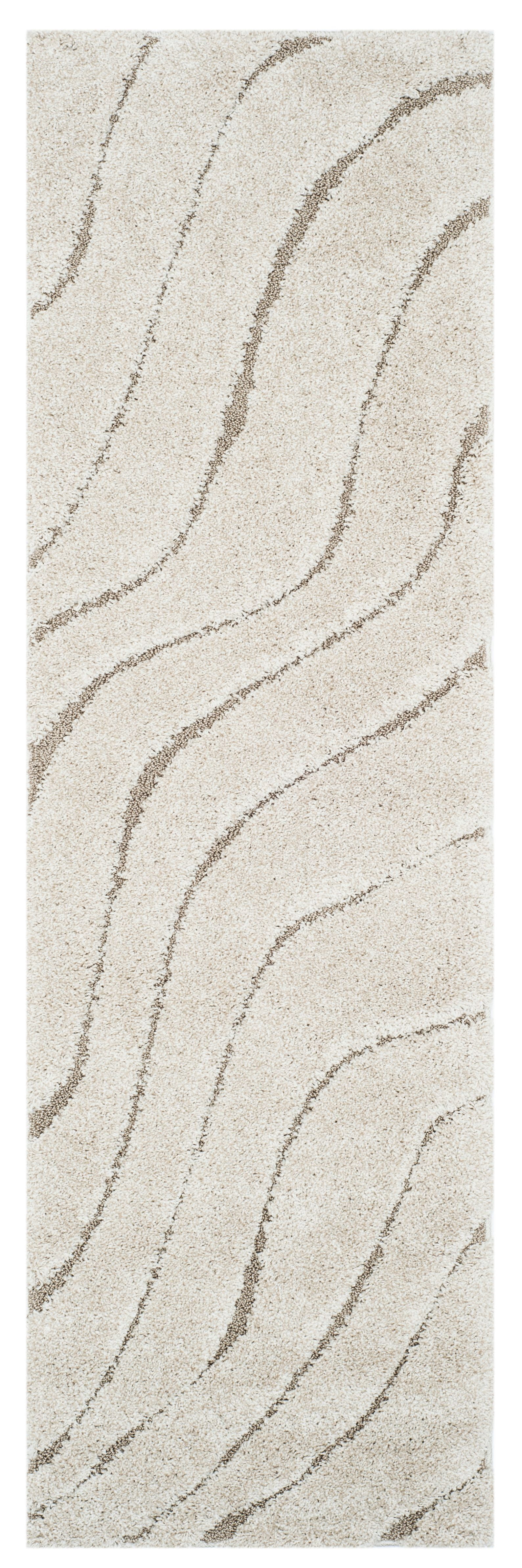 SAFAVIEH Florida Tabitha Geometric Waves Shag Runner Rug, Cream/Beige, 2'3" x 9'