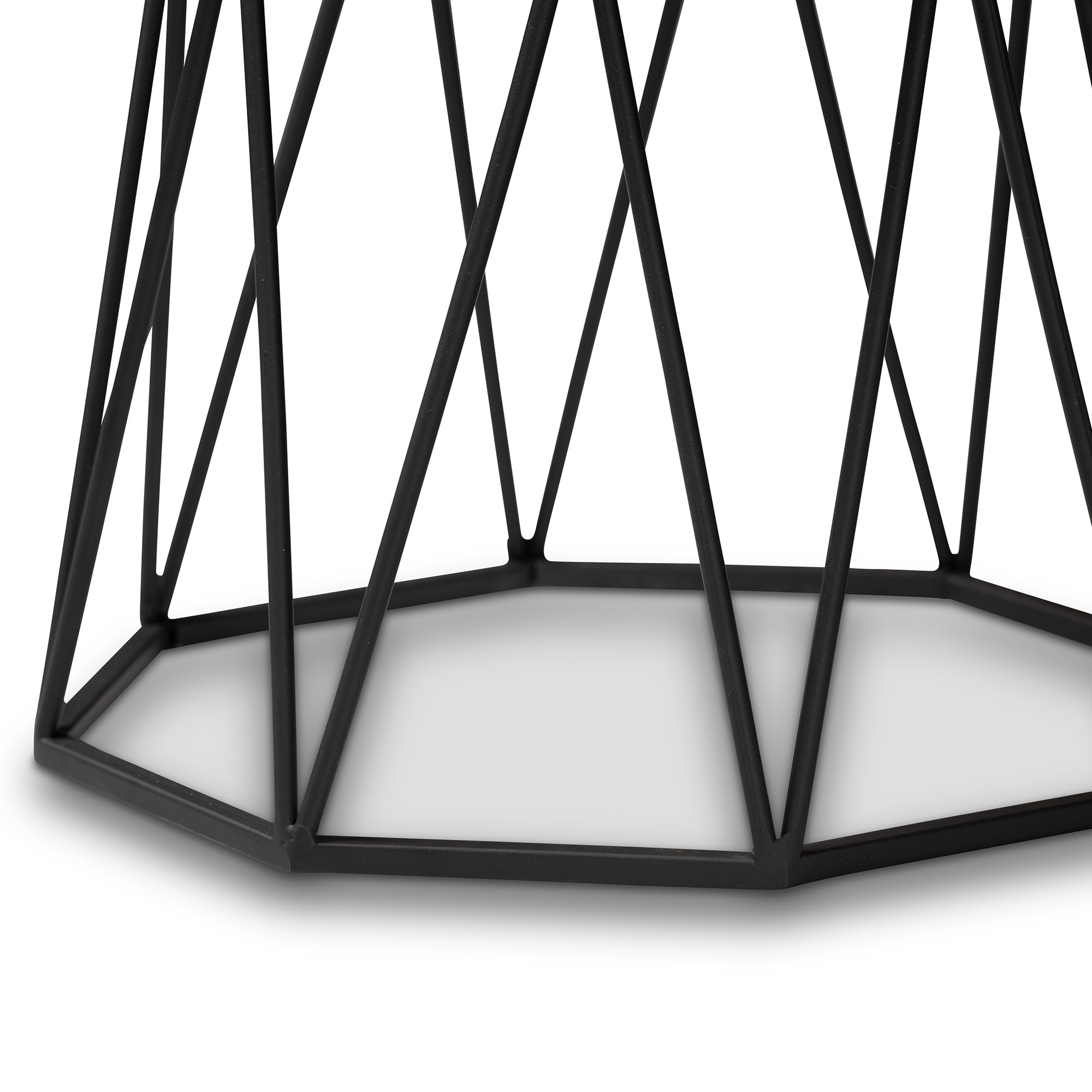 Baxton Studio Venedict Modern and Contemporary Black Metal End Table with Marble Tabletop