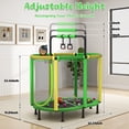 thumbnail image 2 of 60" Kids Trampoline with Safety Enclosure Net, Basketball Hoop, Adjustable Gymnastics Bar and Rings, SHINPT Mini Indoor and Outdoor Trampoline, Green, 2 of 8