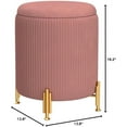 thumbnail image 2 of PRZL Round Ottoman Foot Stool with Storage and Metal Legs for Living Room Bedroom, Velvet Upholstered Footrest Stool Support 300lbs Modern Padded Seat Ottoman Coffee Table (Dusty Rose), 2 of 18