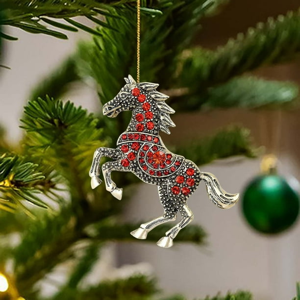 Yunuuuoa Funny Horse Ornament Christmas Tree Pendant, Festive Party Decoration, Unique Collectible Gift for Holiday Décor, Humorous Animal Themed Hanging Accent