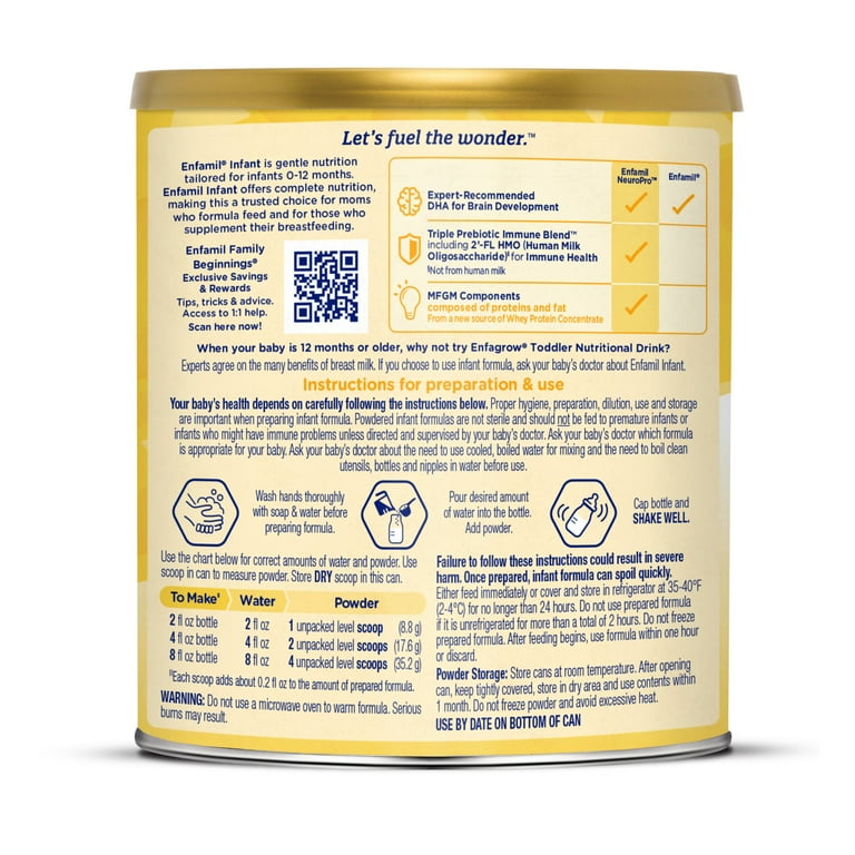 2 pack) Enfamil Infant Powder Baby Formula with Iron 12.5 oz Can
