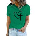 thumbnail image 1 of Camisetas de Manga Corta para las Mujeres Casual Día de Pascua Impresión Cuello de Tripulación Suelta Camiseta, Poliéster Spandex, 1 of 7