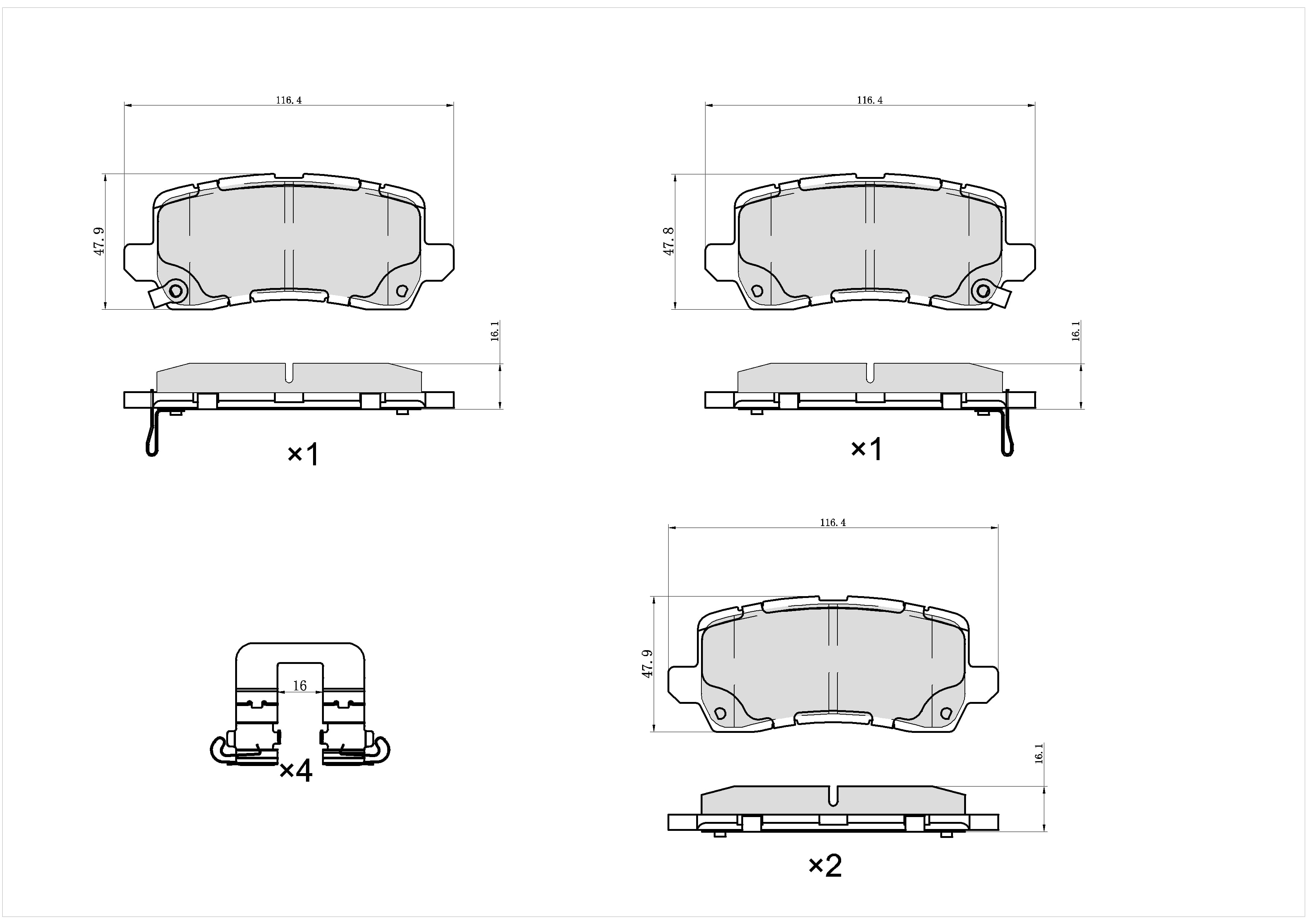 Winstop Brake Pad Set, Rear WS.1698.0.C, Acura TLX 2020-2015