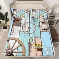 thumbnail image 2 of Feelyou Rustic Cabin Teens Full Size Sheets, Blue Green Wooden Plank Bed Sheets, Southwestern Style Sheet Sets, Super Cozy Room Decor, 4pcs, 2 of 7