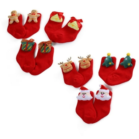 

Naiyafly Newborn Baby Girl Boy Cotton Socks Infant Cartoon Christmas Socks Anti-slip Middle Tube Floor Socks 0-3Y