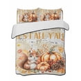 thumbnail image 2 of Fall Squirrel Pumpkins King Size Down Alternative Comforter, Lightweight Comforter Quilt Bedding Set with Pillow Shams Vintage Maple Leaf Thanksgiving All Seasons Bed Comforter Duvet Insert 96"x106", 2 of 7