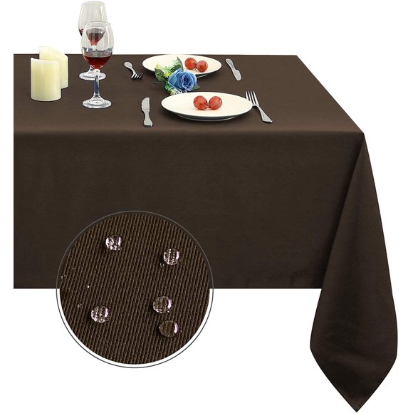 Obstal Nappe Rectangulaire 210 G/m2 - Nappe en Microfibre Imperméable et Robuste, Housse de Table Décorative pour Usage Extérieur et Intérieur (Chocolat, 70 x 108 Pouces)