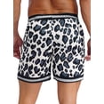 thumbnail image 4 of Miaeowve Men's Leopard Print Shorts with Pockets Quick Dry Stretchy Beach Shorts Swim Trunks Lining White M, 4 of 7
