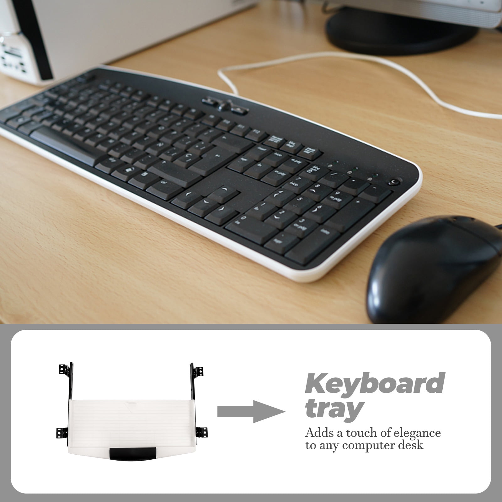 ETHZZLE 1Set White Keyboard Tray Under Desk Slide Out with Full Extension Drawer Slides