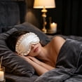 thumbnail image 4 of Krdevn Ruffled Satin Sleep Eye Mask Elastic Band Soft Breathable Light Blocking Comfort Blindfold Travel Airplane Nap Bedroom Overnight Stress Relief Sleep Aid Accessory, 4 of 4