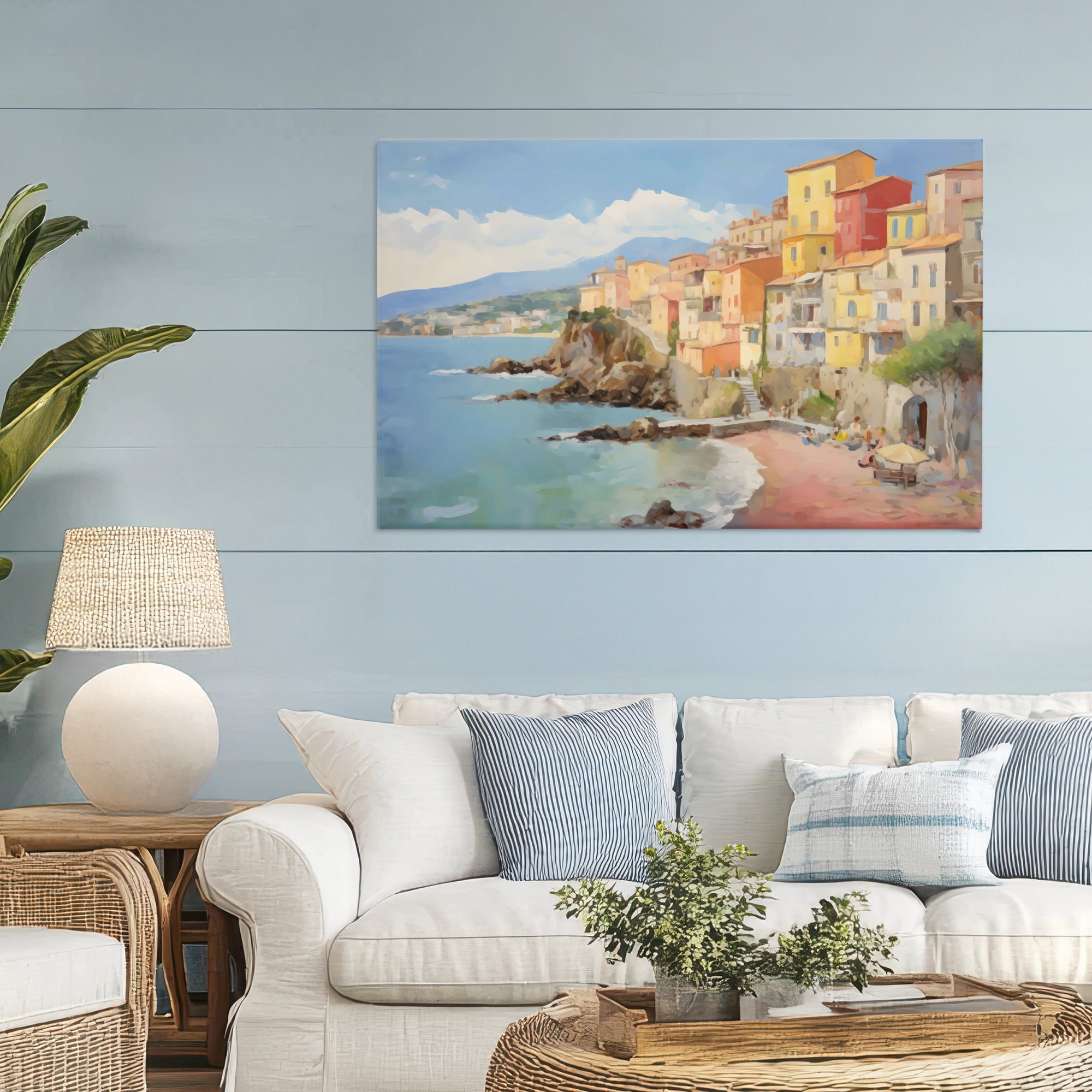 Stupell Industries Colorful Coastal Town by Sea Canvas Wall Art, design by Creative Studio