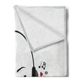 thumbnail image 2 of Music Soft Flannel Fleece Blanket, Young Lady Listening to Music Earphones Smiling Close Eyed Girl Enjoy Melody Theme, Cozy Plush for Indoor and Outdoor Use, 60" x 80", Black White, by Ambesonne, 2 of 5