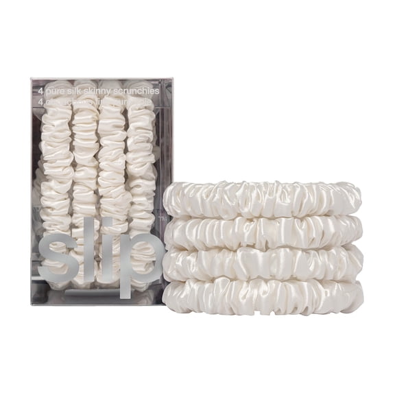 slip pure silk skinny scrunchies - white