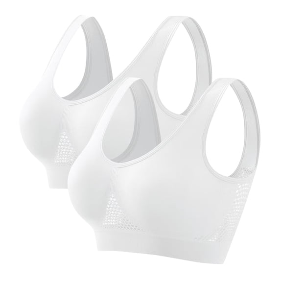 RYRJJ Sport Bras for Women High Support Plus Size Yoga Bra Wirefree Push up Comfortable Breathable Non Padded Sport Bras 2 Pack