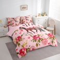 thumbnail image 3 of Homewish Western Horse Animal Bedding Comforter Set 7 Pieces, Romantic Pink Rose Full Bedding Set, Teens Kisd Women Girls Reversible Fitted Sheet Flat Sheet, Microfiber Bedroom Decor, 3 of 7