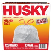 Husky 13 Gallon Tall Kitchen Drawstring Bags, 120 Bags