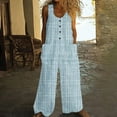 thumbnail image 2 of Tnhcen Women’s Check Print Romper 2025 Summer Sleeveless Jumpsuit with Pockets | Retro Lightweight Pre-shrunk Cotton-like Casual Pants Romper for Women S-2XL, 2 of 7