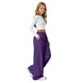 thumbnail image 5 of UACY Girls Wide Leg Sweatpants High Waisted Baggy Sweat Pants for Teen Girls Kids Loose Fit Straight Leg Joggers Drawstring Pockets (Purple, 5-6 Years), 5 of 9