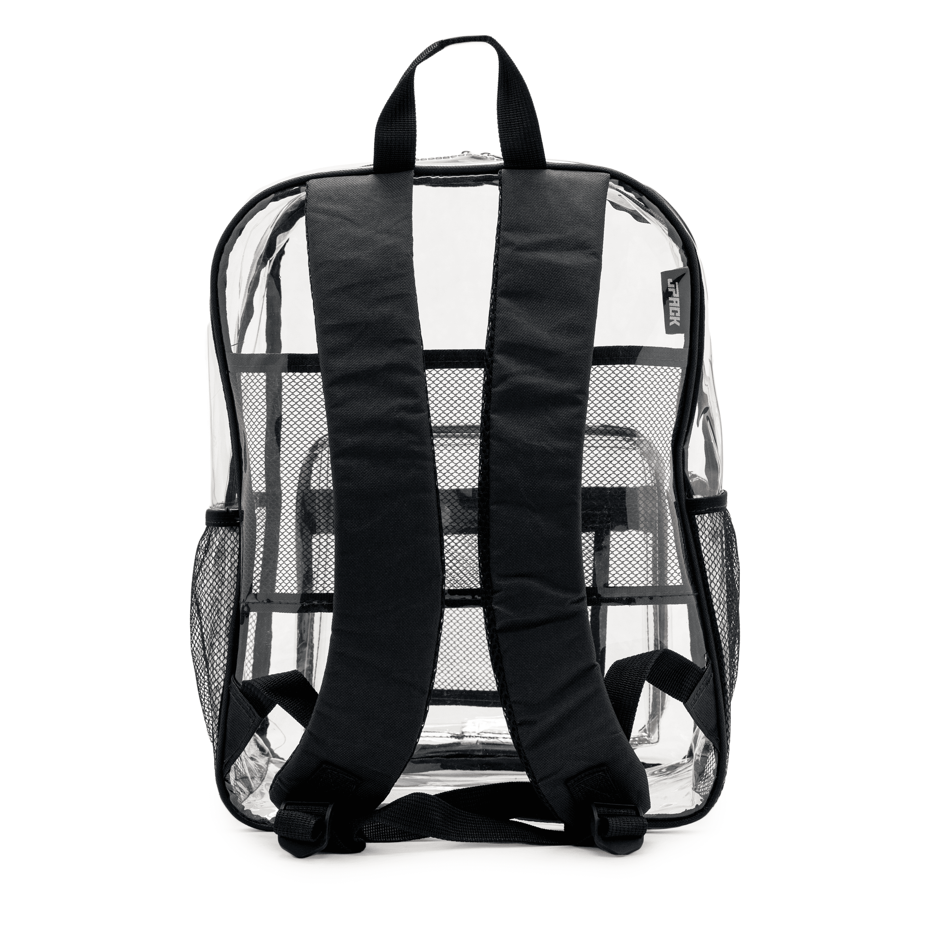 JPACK Clear Backpack – Heavy Duty Transparent Bookbag for Adults and Teens | School, Work, Travel, Stadiums (Black)