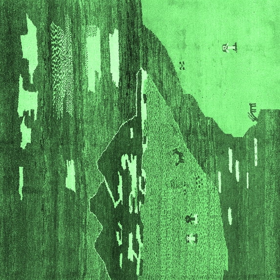 Ahgly Company Indoor Square Abstract Emerald Green Contemporary Area Rugs, 8' Square