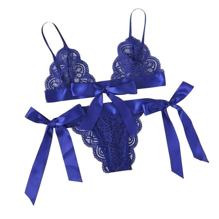 

HHei_K Attractive lingerie for women naughty role playing outfits Women s Attractive Lingerie Lace Three-point Large Bow Tie Split Two-piece Suit