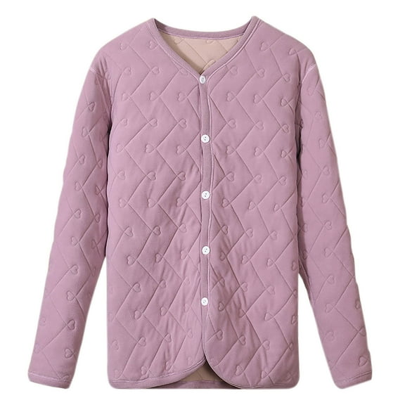 Kaemgyyd Womens Pajamas Tops Winter Thick Button down Pjs Shirt Soft Thermal Long Sleeve Clothes Sleepwear Loungewear