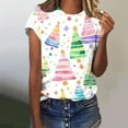 thumbnail image 2 of Christmas Tops Women's Christmas Pullover Short Sleeve Tshirt Santa Claus Shirts Christmas Tree Graphic Sweatshirt Garland Star Clothes Lights Tinsel Pullovers Crewneck Top Fashion Outfits, 2 of 4