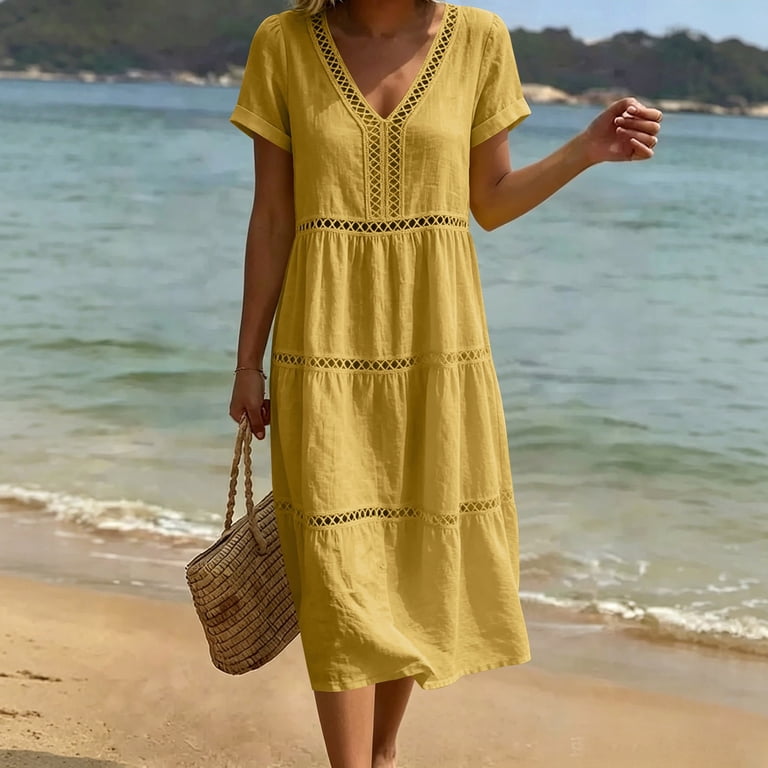 linen blend tiered midi dress Ann Taylor Embroidered Midi Dress in Linen Blend Size 18 White Women's