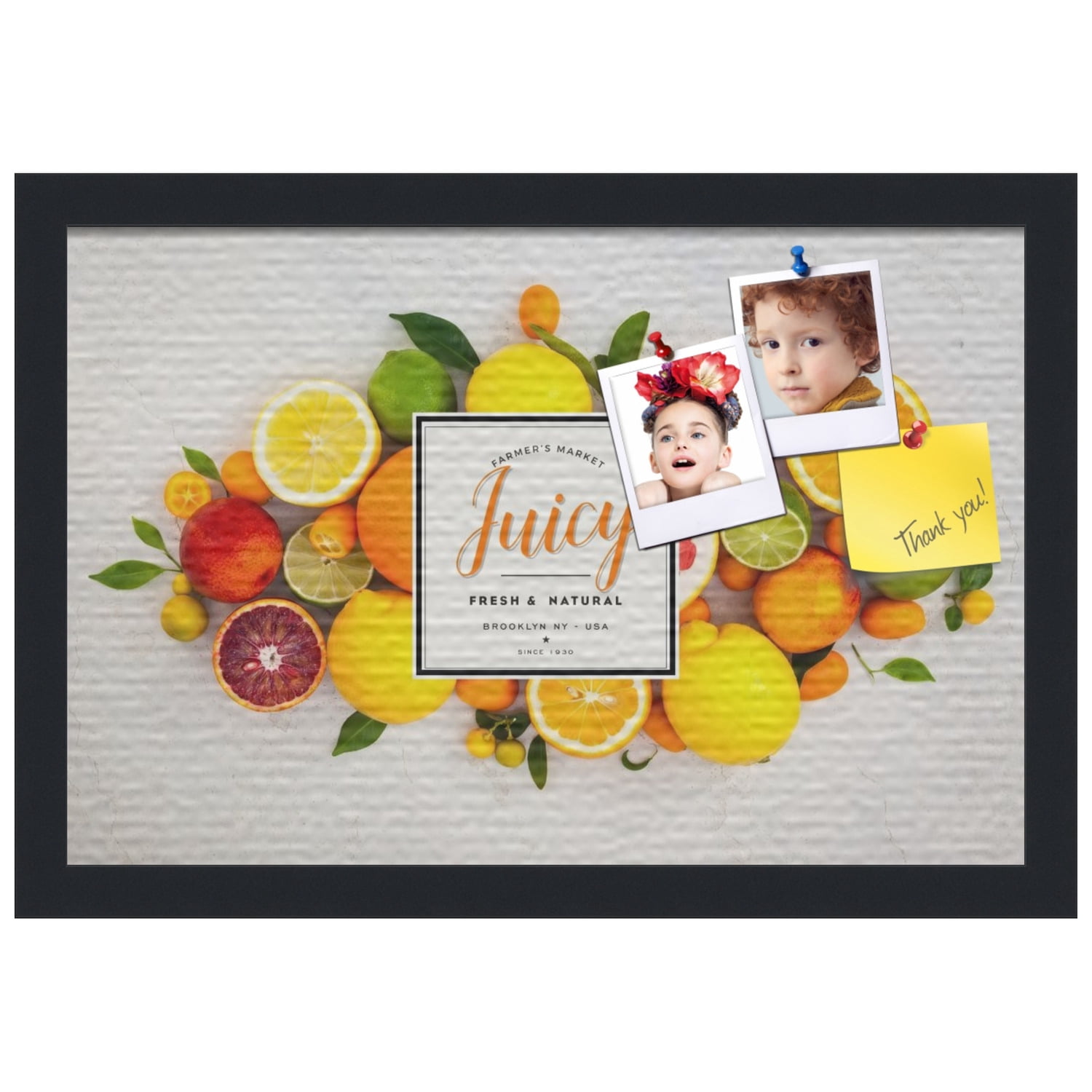 PinPix 18x12 Custom Cork Bulletin Board Fruit Poster Board Has a Fabric Style Canvas Finish, Framed in Fruit, by ArtToFrames (PinPix-1362)